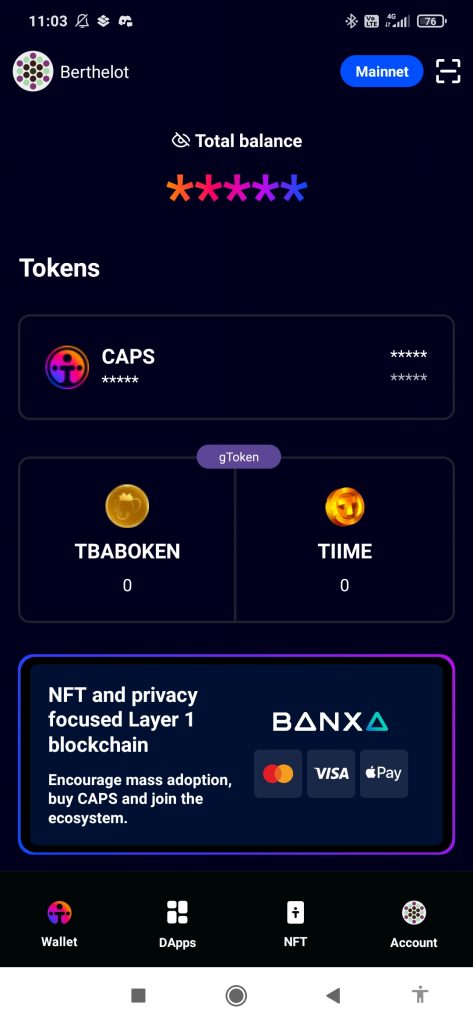 Ternoa a créé un wallet, qui permet de créer des NFT et d'échanger des tokens caps avec d'autres personnes 
